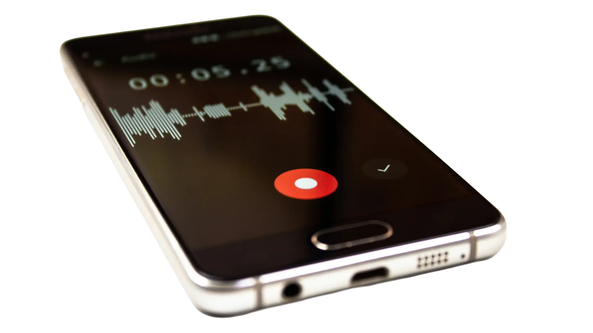 A phone showing a voice recording app