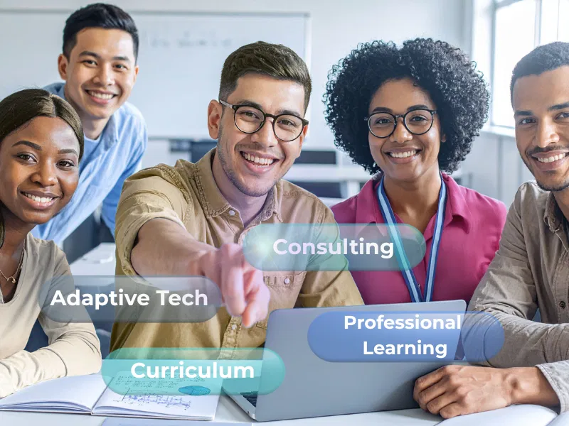 Educators pointing to service options like Consulting and Adaptive Tech